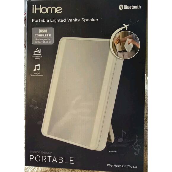 IHome portable rechargeable lighted Vanity Speaker mirror Bluetooth Audiospeaker - Picture 1 of 5